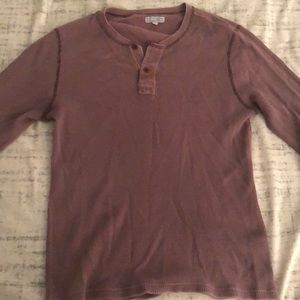 Waffle Crew Neck Long Sleeve T Shirt L/M